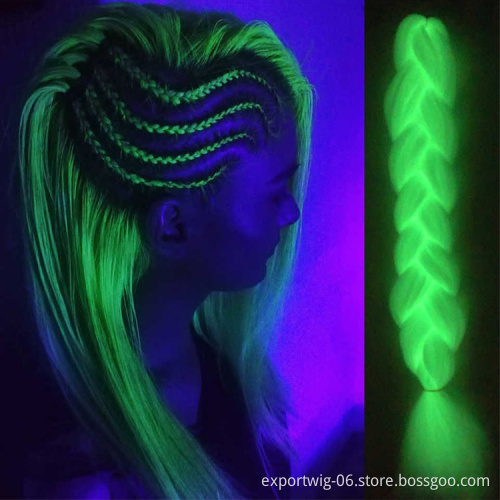 glowing in the dark braiding hair Jumbo shining hair in the darkness soft 24inch 100g braiding hair extensions